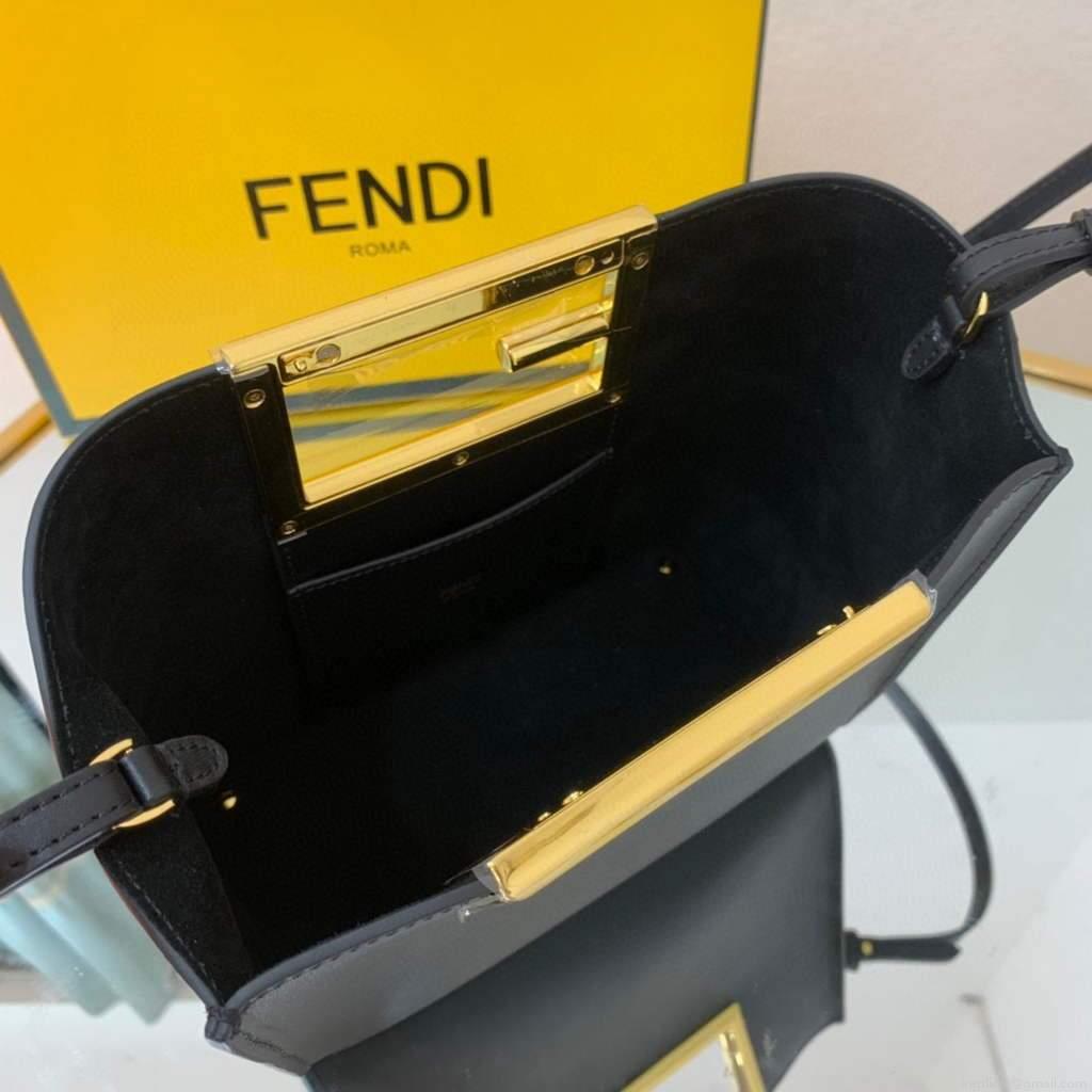 Fendi 8BS054 fendi way small Black Leather Bag