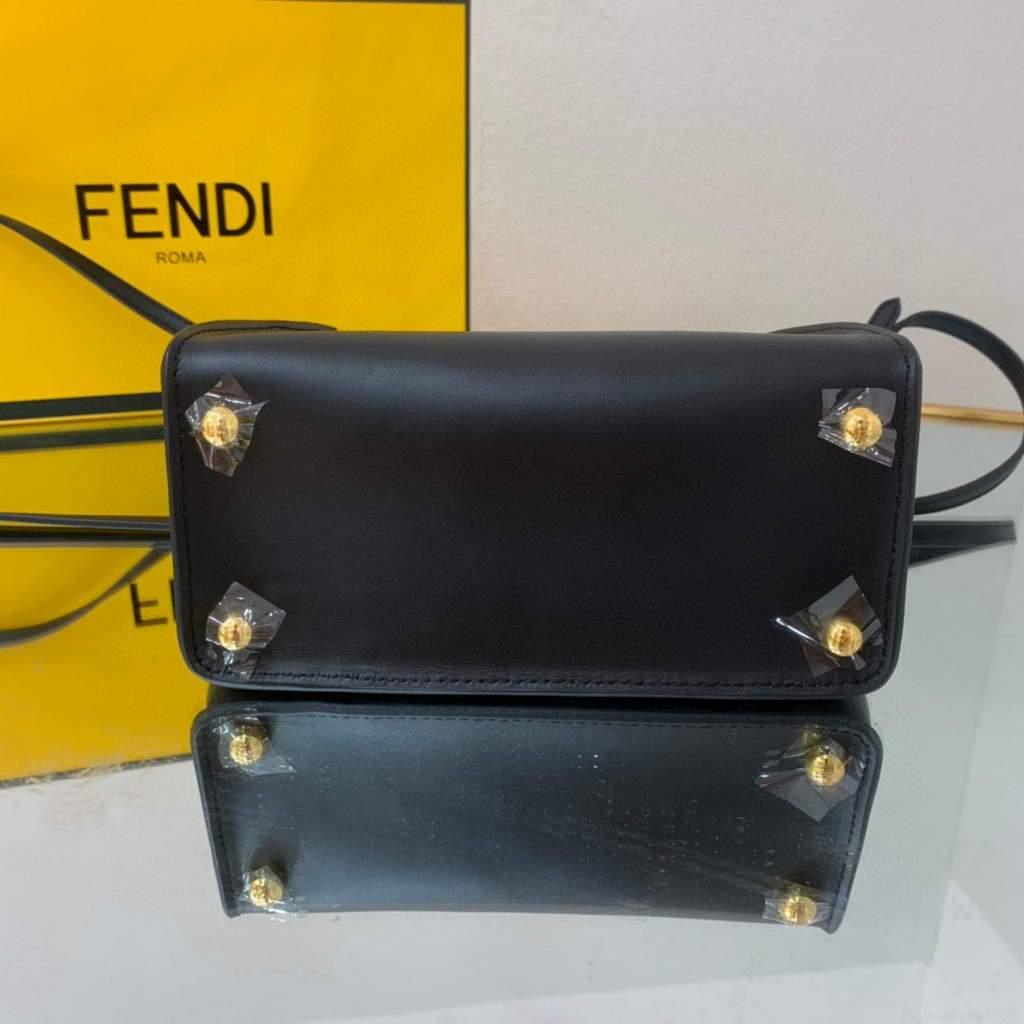Fendi 8BS054 fendi way small Black Leather Bag
