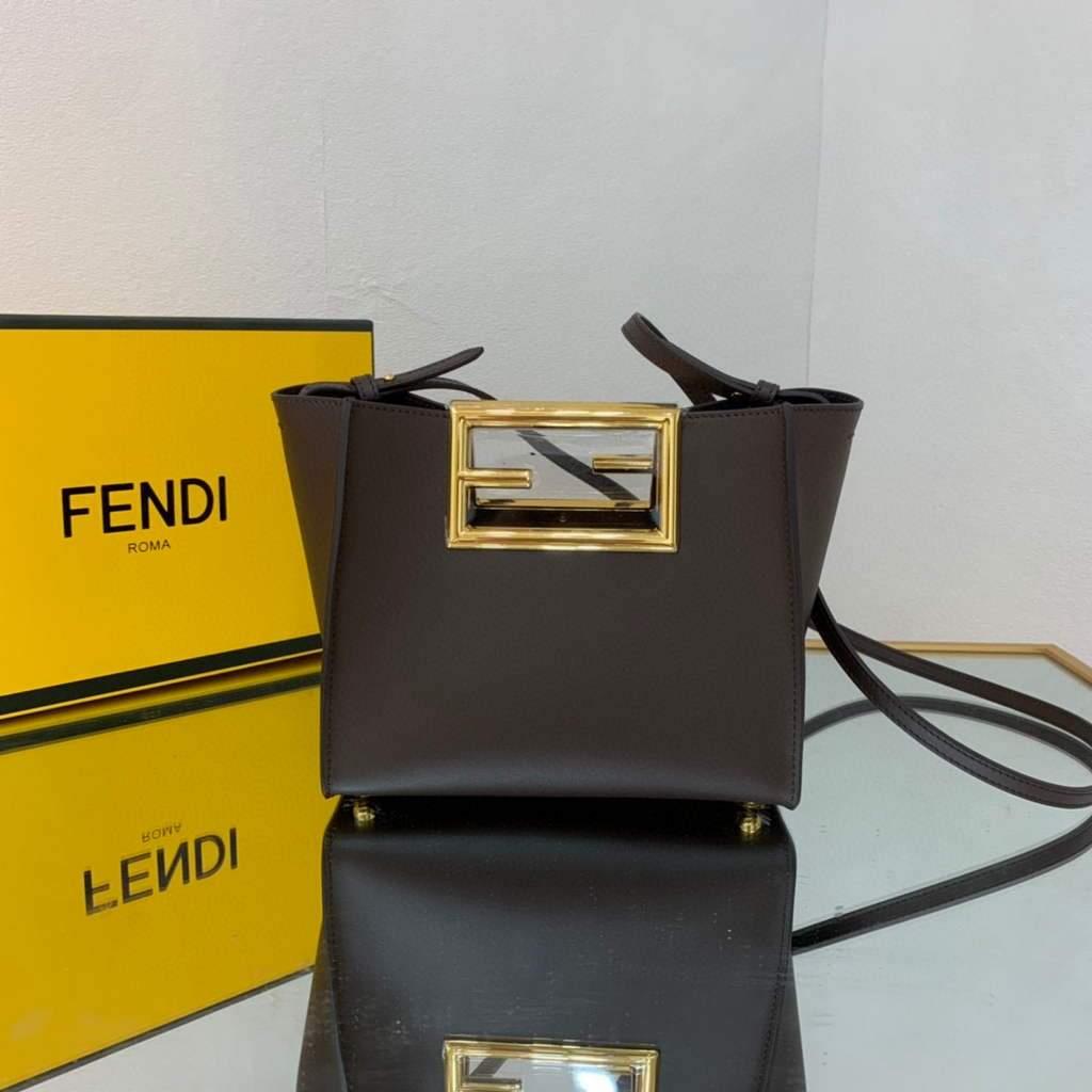 Fendi 8BS054 fendi way small Brown Leather Bag