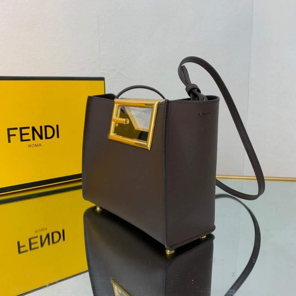 Fendi 8BS054 fendi way small Brown Leather Bag