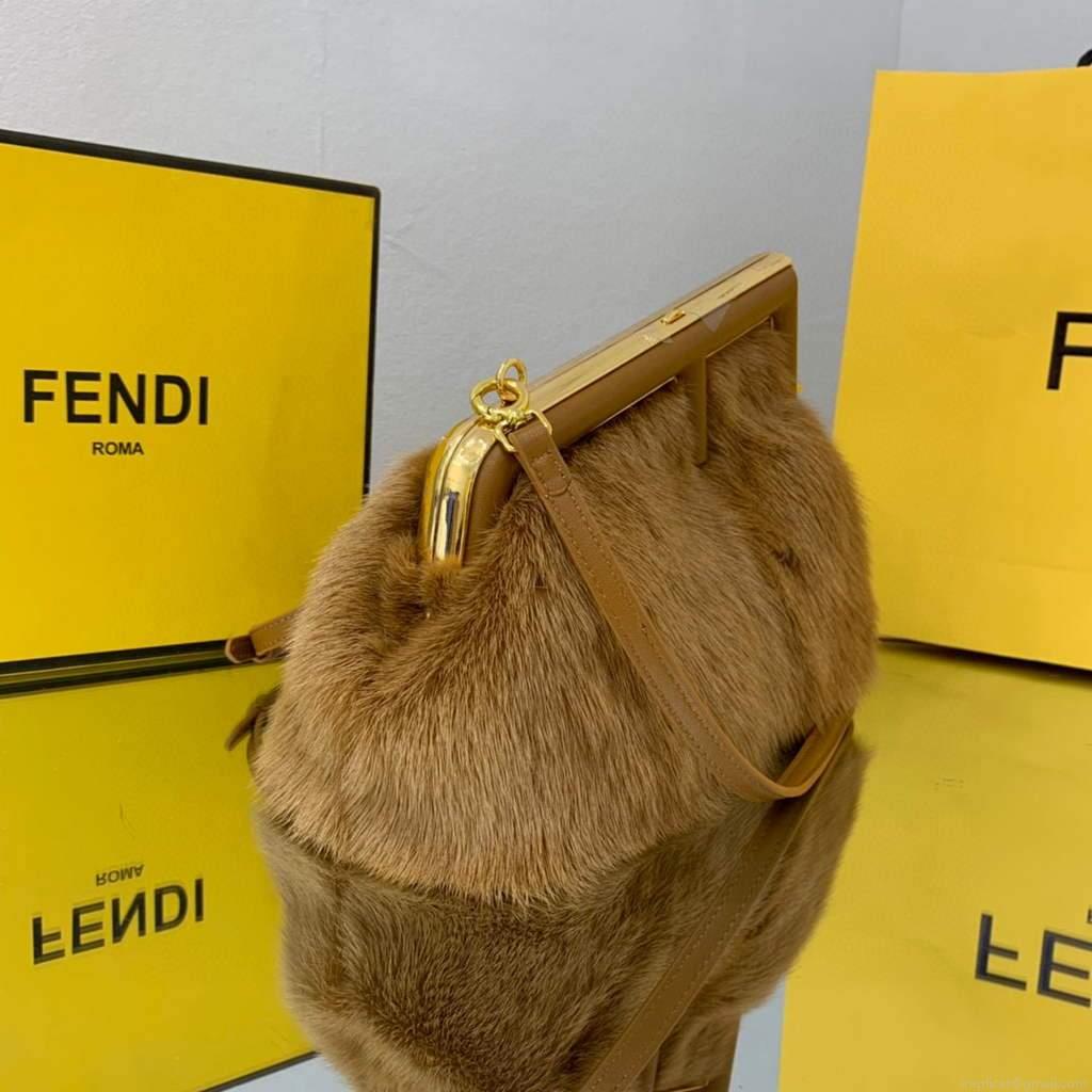 Fendi FIRST Small Bag Fox fur Bag 8BP129 Brown