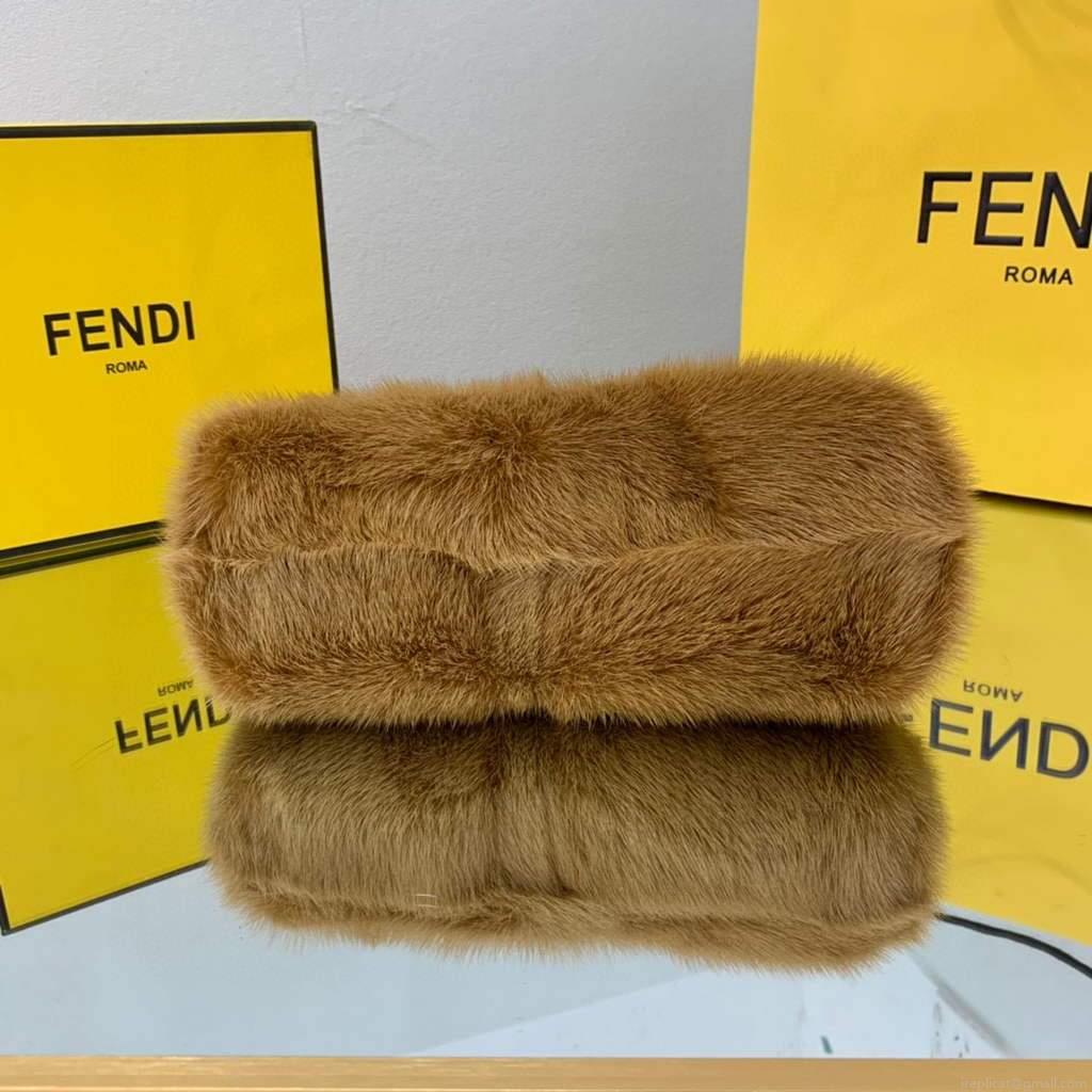 Fendi FIRST Small Bag Fox fur Bag 8BP129 Brown