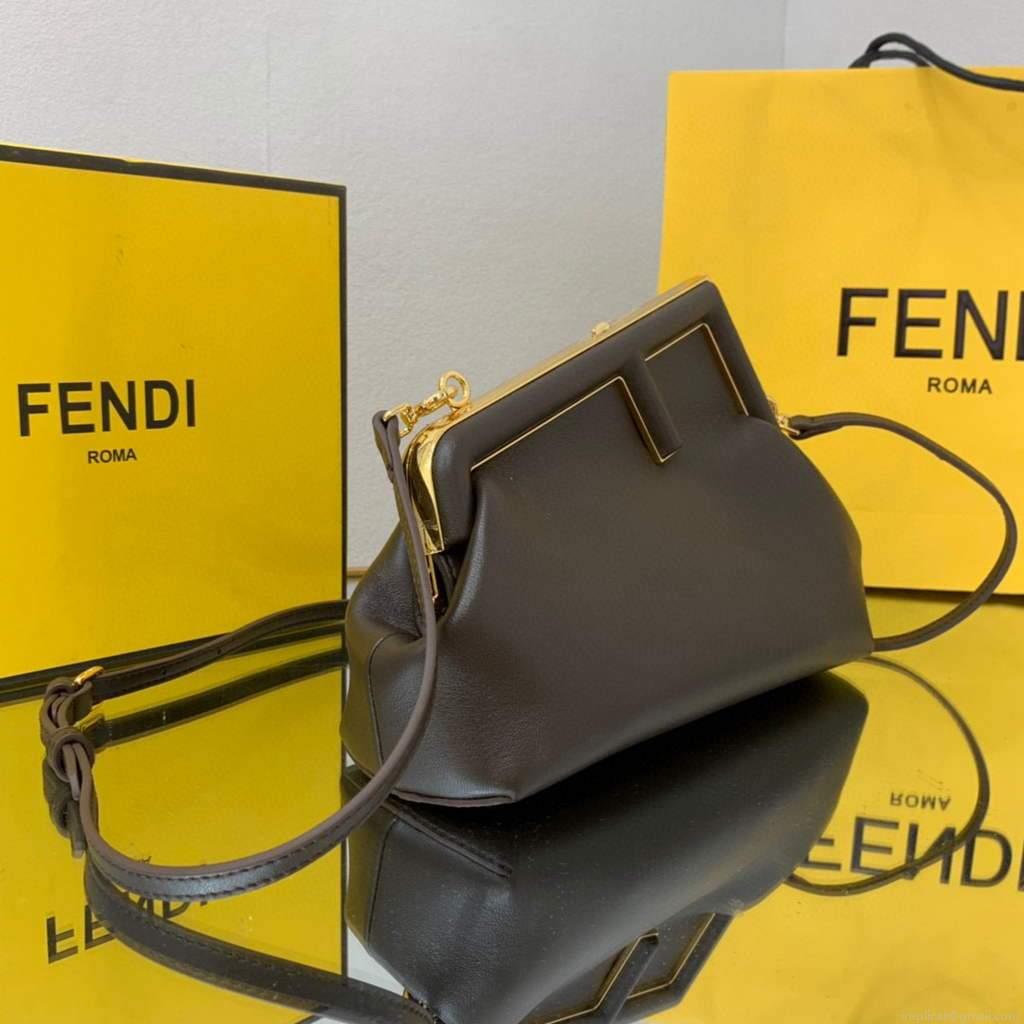 Fendi FIRST Small Bag 8BP129 Dark Brown Leather