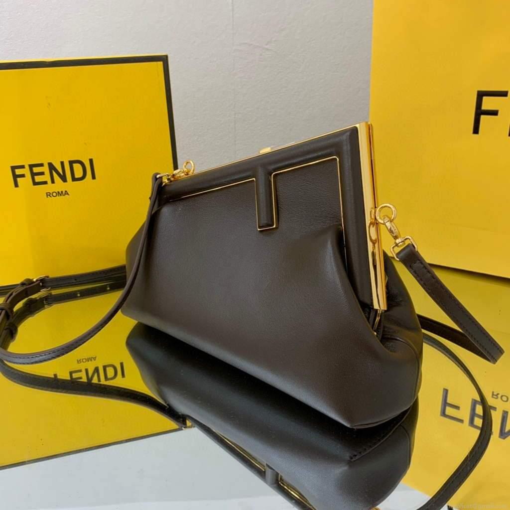 Fendi FIRST Small Bag 8BP129 Dark Brown Leather