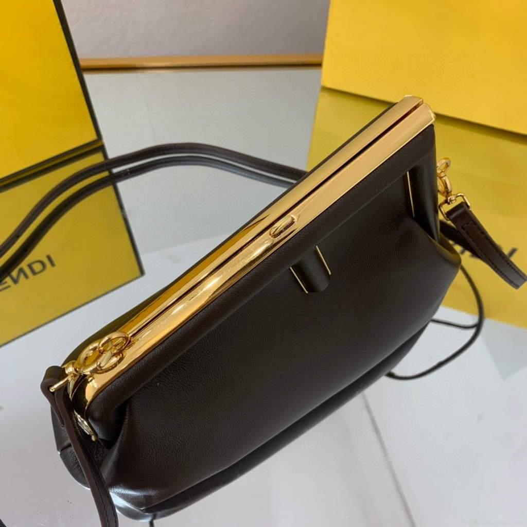 Fendi FIRST Small Bag 8BP129 Dark Brown Leather
