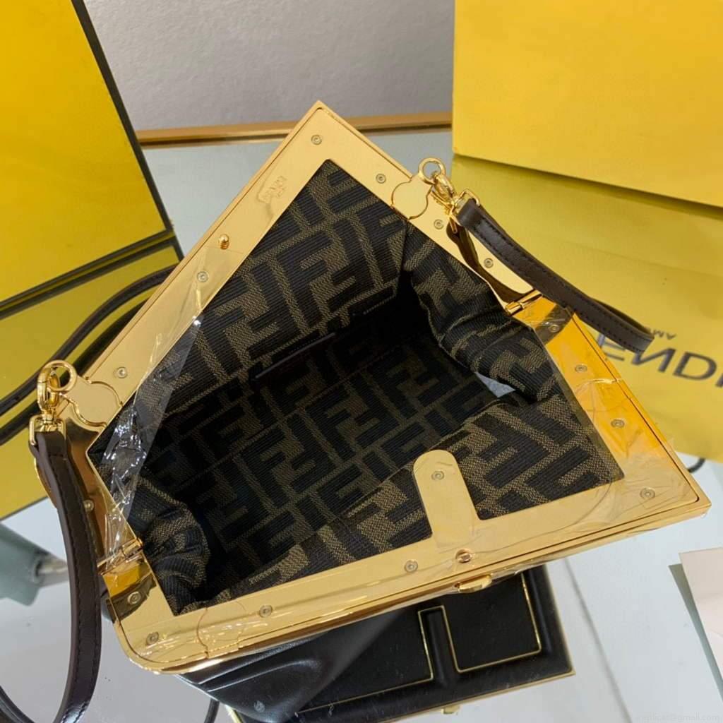Fendi FIRST Small Bag 8BP129 Dark Brown Leather