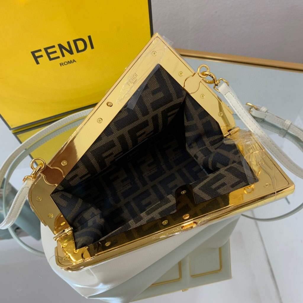 Fendi FIRST Small Bag 8BP129 White Leather