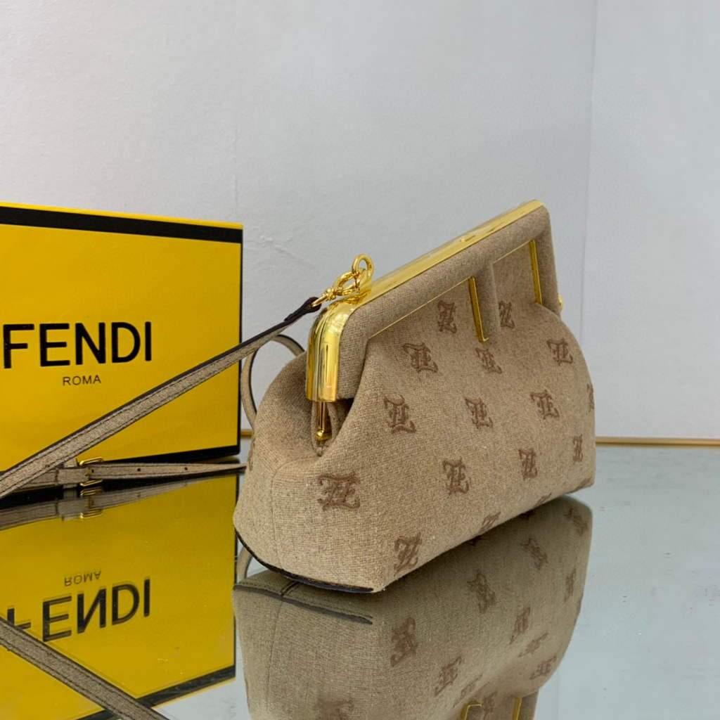 Fendi First Small flannel Bag 8BP129 Tan