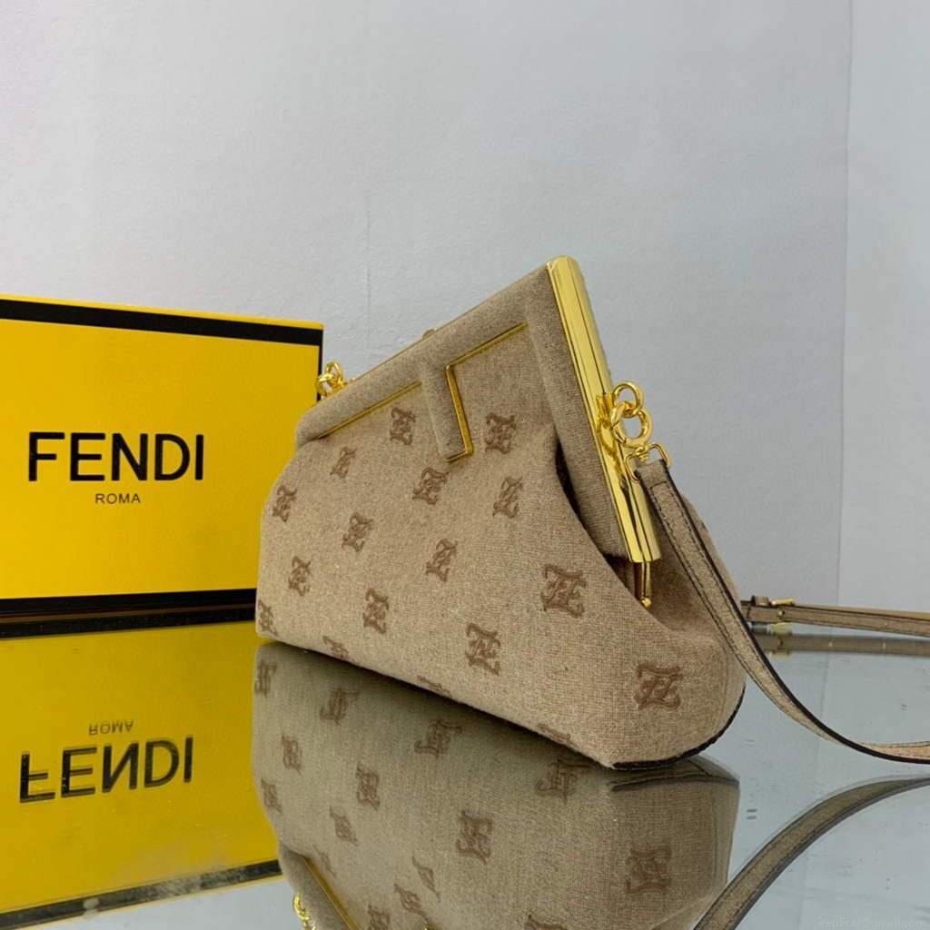 Fendi First Small flannel Bag 8BP129 Tan