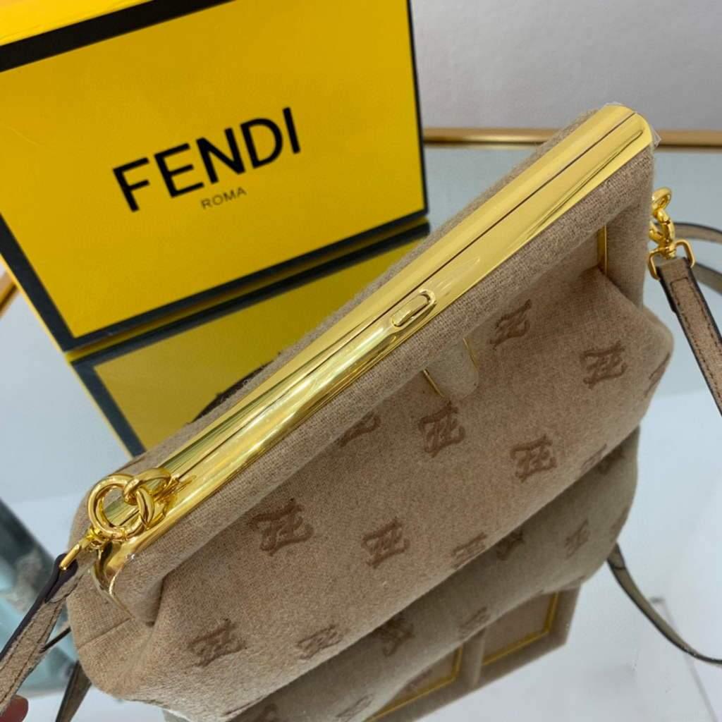 Fendi First Small flannel Bag 8BP129 Tan