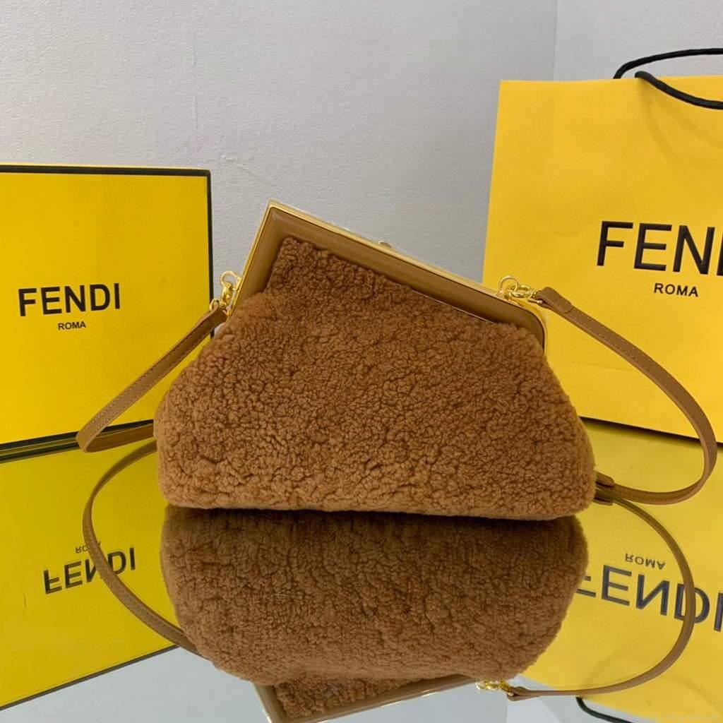 Fendi First Small Sheepskin Bag 8BP129 Brown