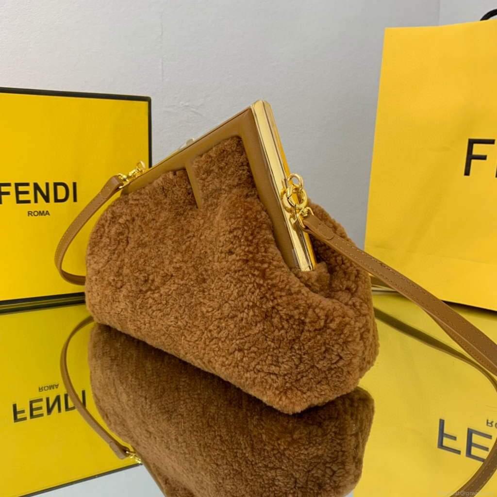 Fendi First Small Sheepskin Bag 8BP129 Brown