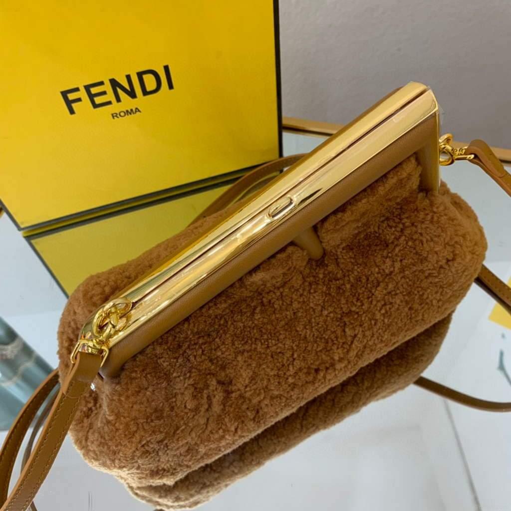 Fendi First Small Sheepskin Bag 8BP129 Brown