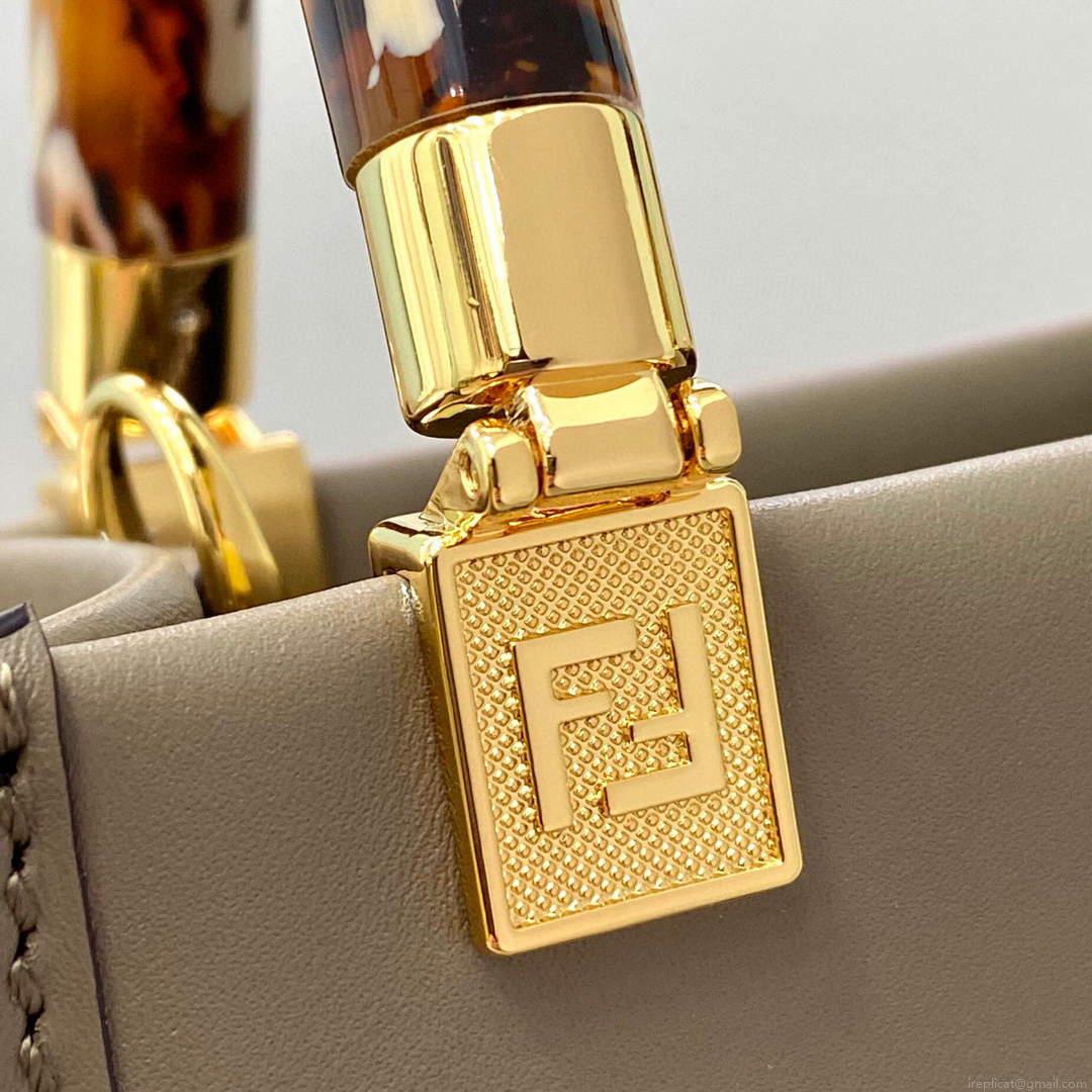 Fendi 8BS051 MINI SUNSHINE SHOPPER Gray leather and elaphe mini-bag