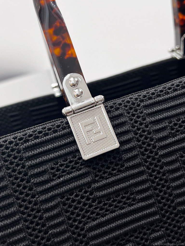 Fendi 8BH386 Sunshine Medium Fendi Tote Bag 8258 Black