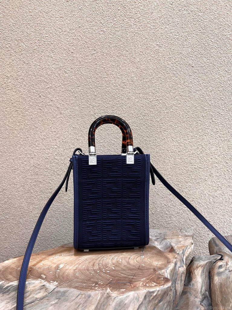 Fendi 8BS051 Mini Sunshine Shopper Bag 8527 Navy Blue