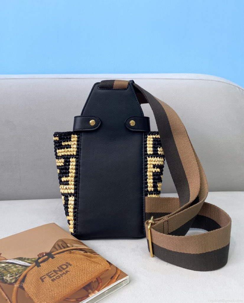 Fendi 8BZ047 Shoulder Fendi FF Raffia Guitar 8301 Bag