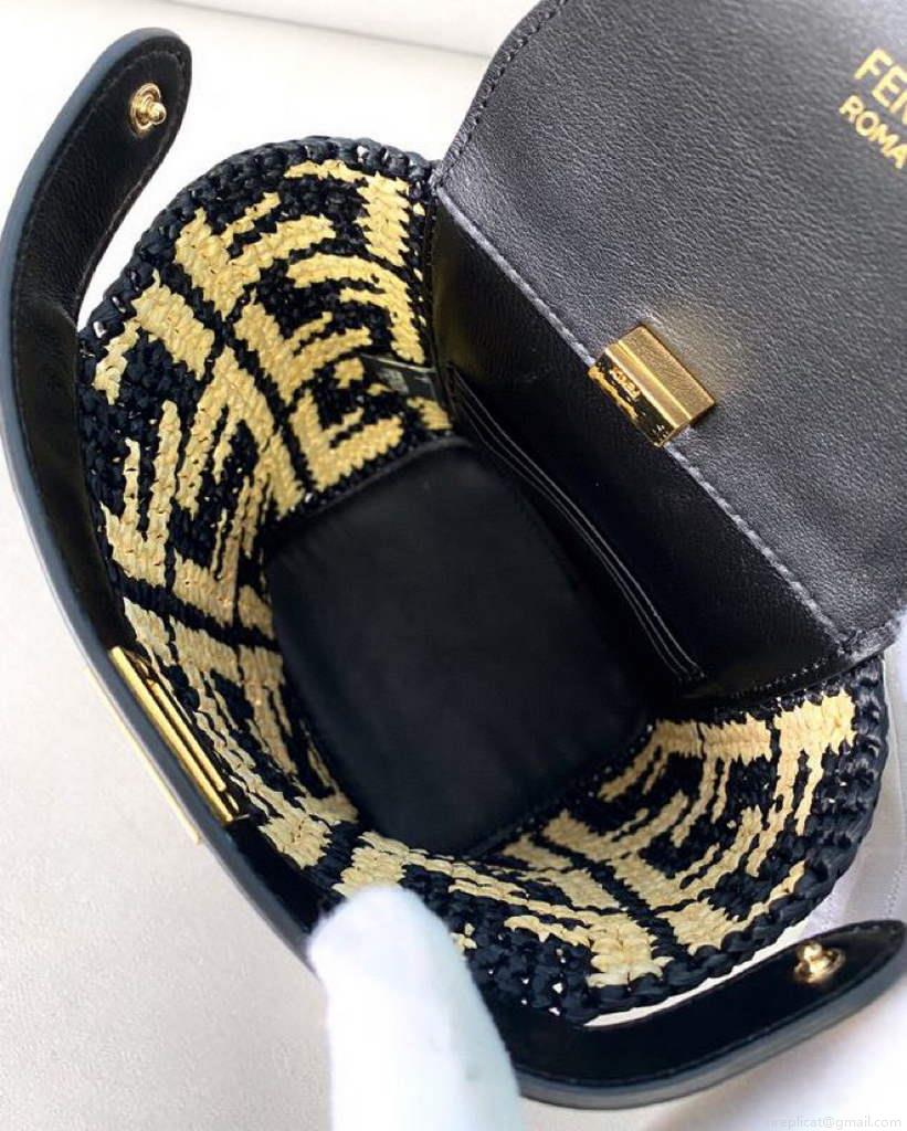 Fendi 8BZ047 Shoulder Fendi FF Raffia Guitar 8301 Bag