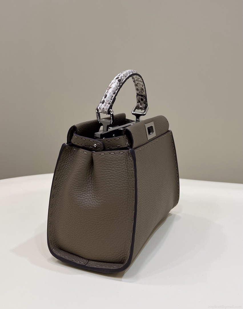 Fendi 8551 Peekaboo Mini Leather Bag Gray