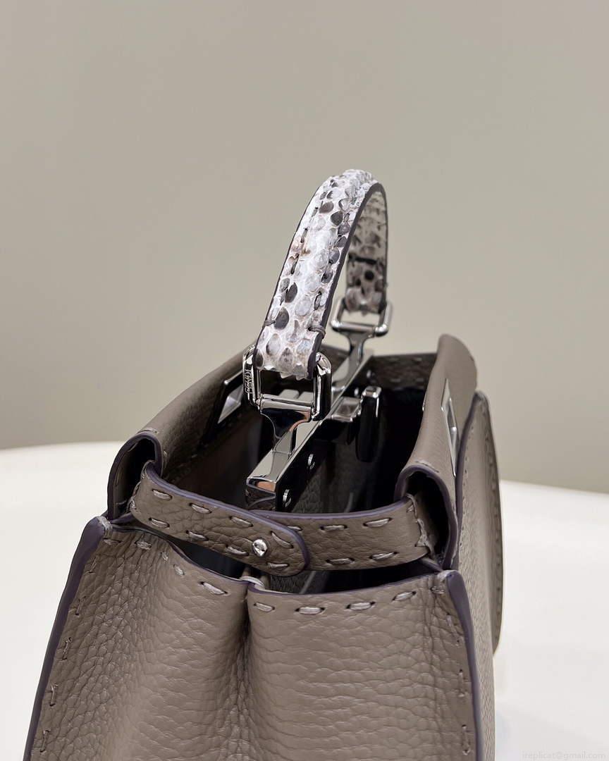 Fendi 8551 Peekaboo Mini Leather Bag Gray