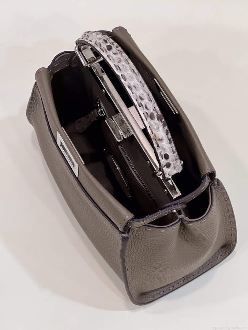 Fendi 8551 Peekaboo Mini Leather Bag Gray