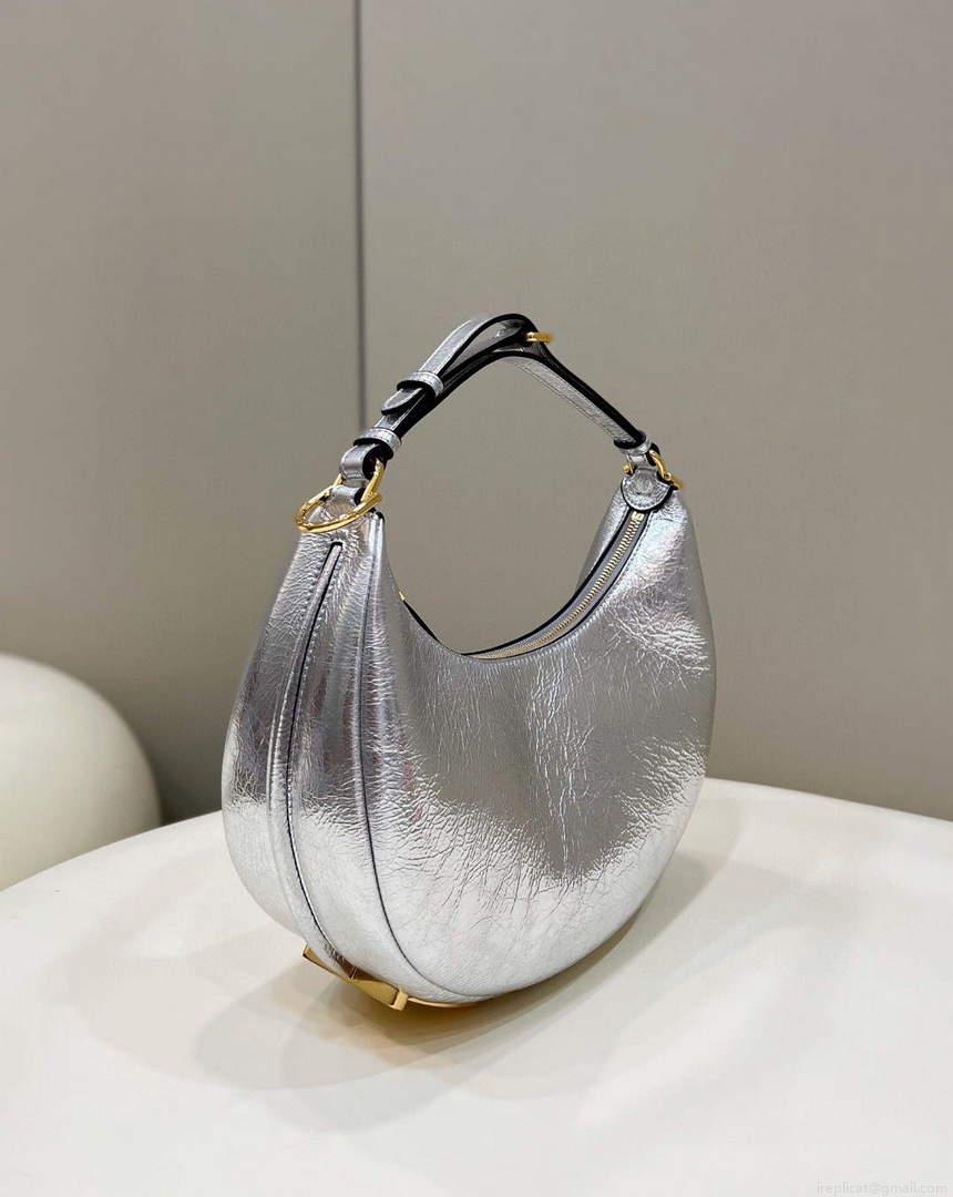 Fendi 8BR798 Fendigraphy Small White leather bag 80056M Silver