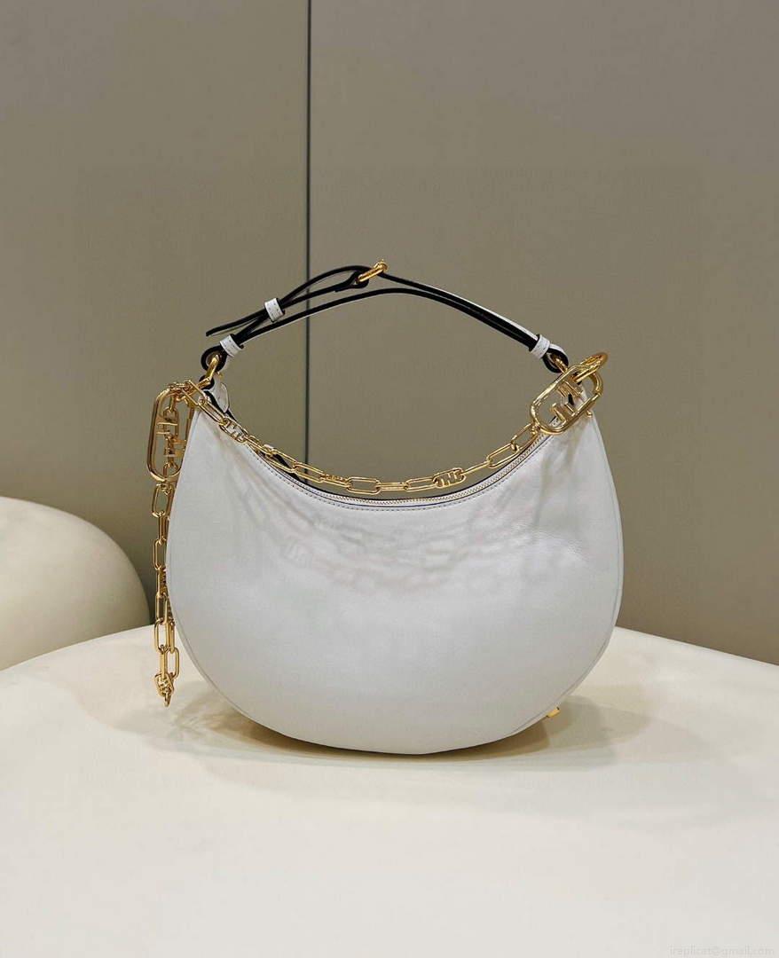 Fendi 8BR798 Fendigraphy Small White leather bag 80056M White