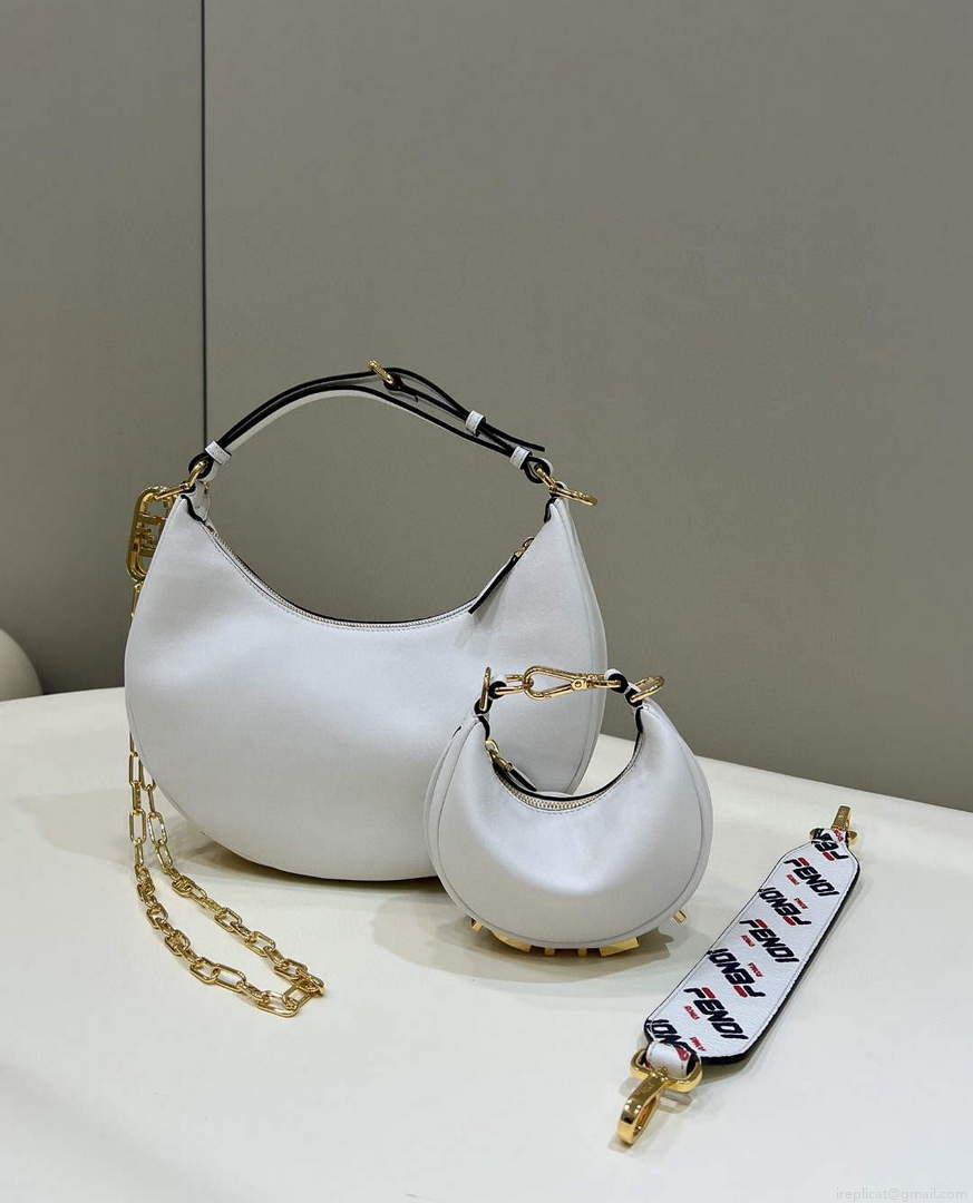 Fendi 8BR798 Fendigraphy Small White leather bag 80056M White
