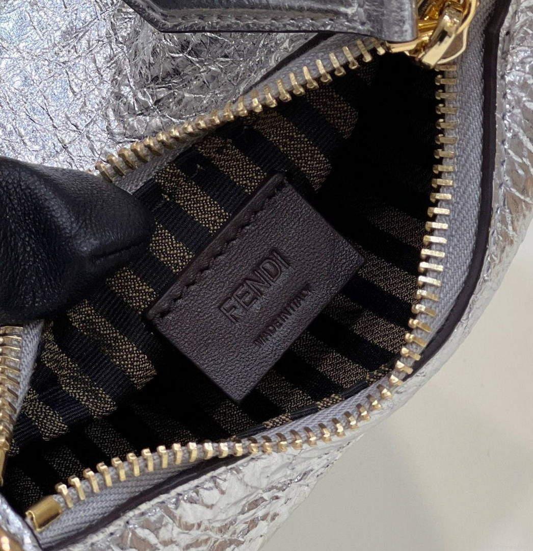 Fendi Nano Fendigraphy Black Leather Charm 7AS089 Silver