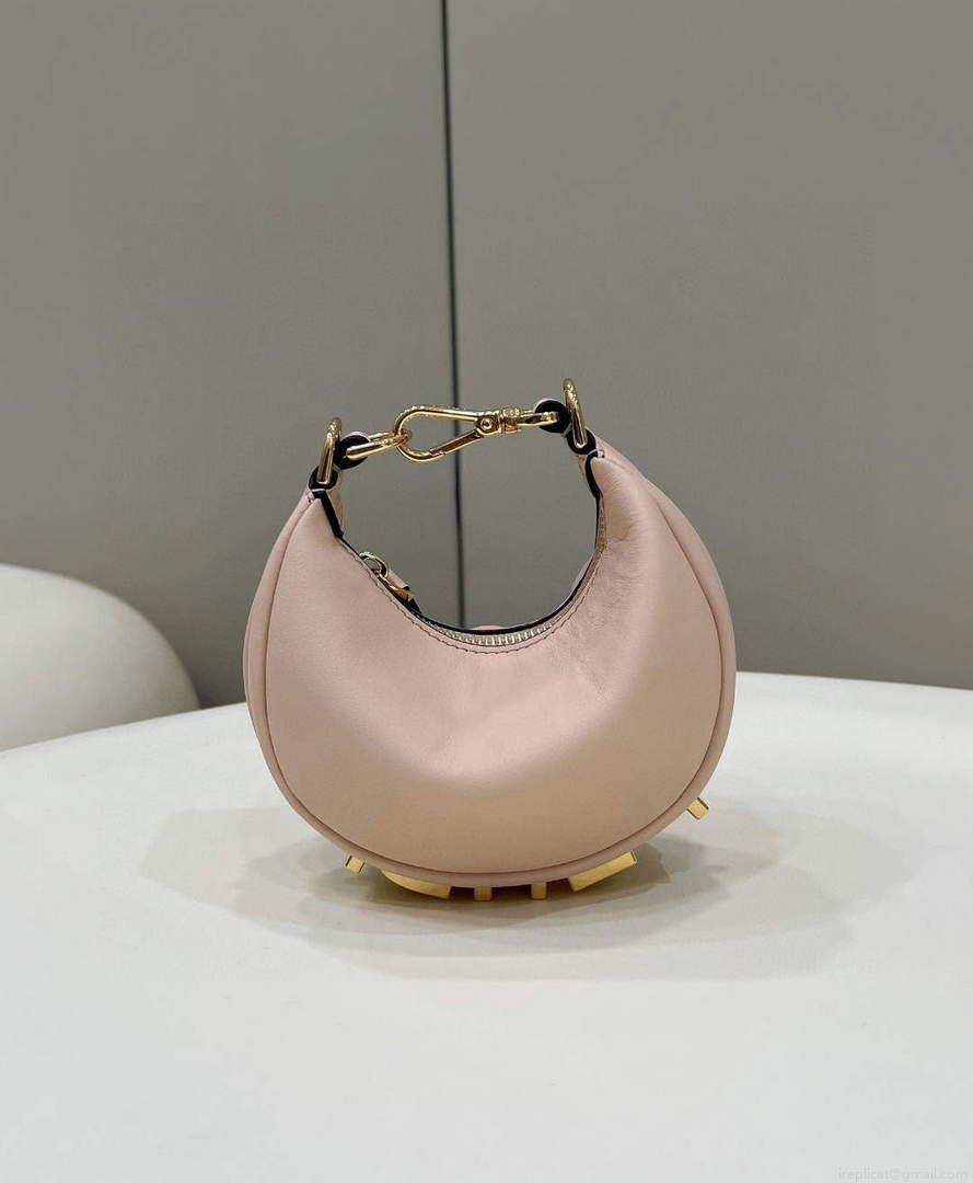 Fendi Nano Fendigraphy Black Leather Charm 7AS089 Pink