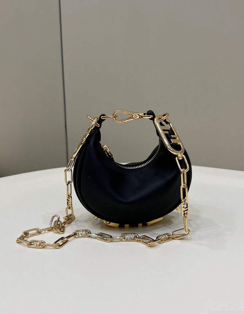 Fendi Nano Fendigraphy Black Leather Charm 7AS089 Black