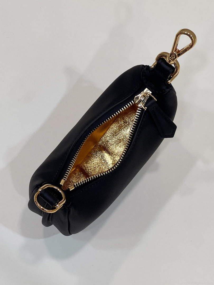 Fendi Nano Fendigraphy Black Leather Charm 7AS089 Black