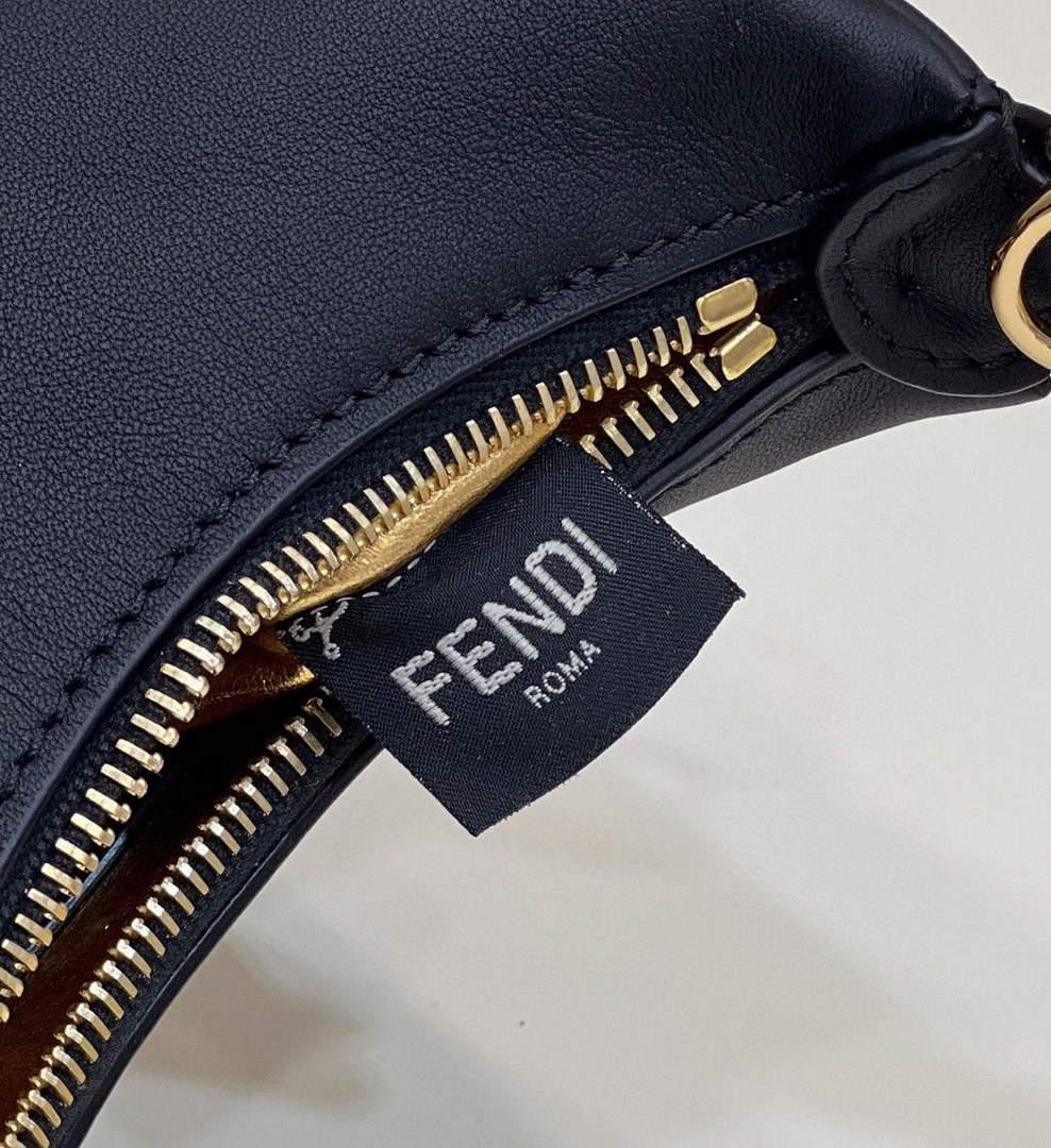 Fendi Nano Fendigraphy Black Leather Charm 7AS089 Black