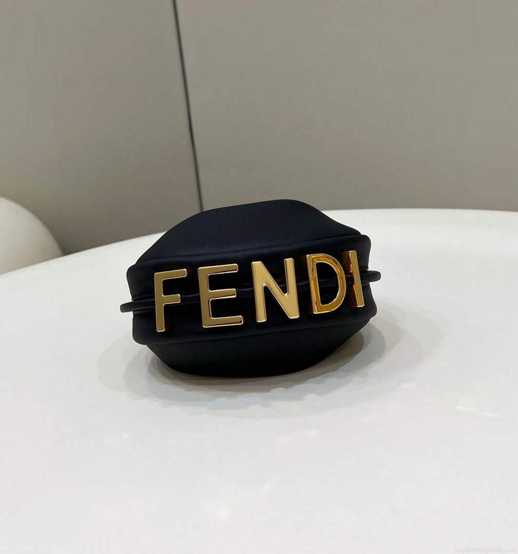 Fendi Nano Fendigraphy Black Leather Charm 7AS089 Black