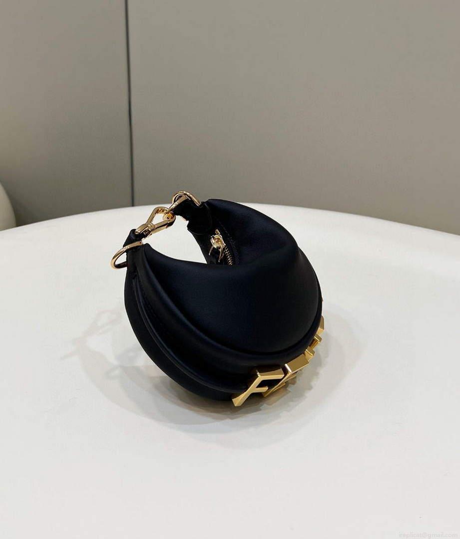 Fendi Nano Fendigraphy Black Leather Charm 7AS089 Black