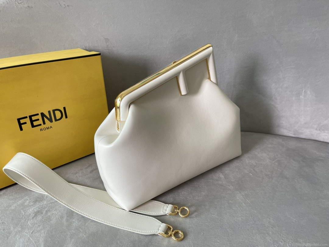 Fendi FIRST 8BP127 Medium Bag White Leather
