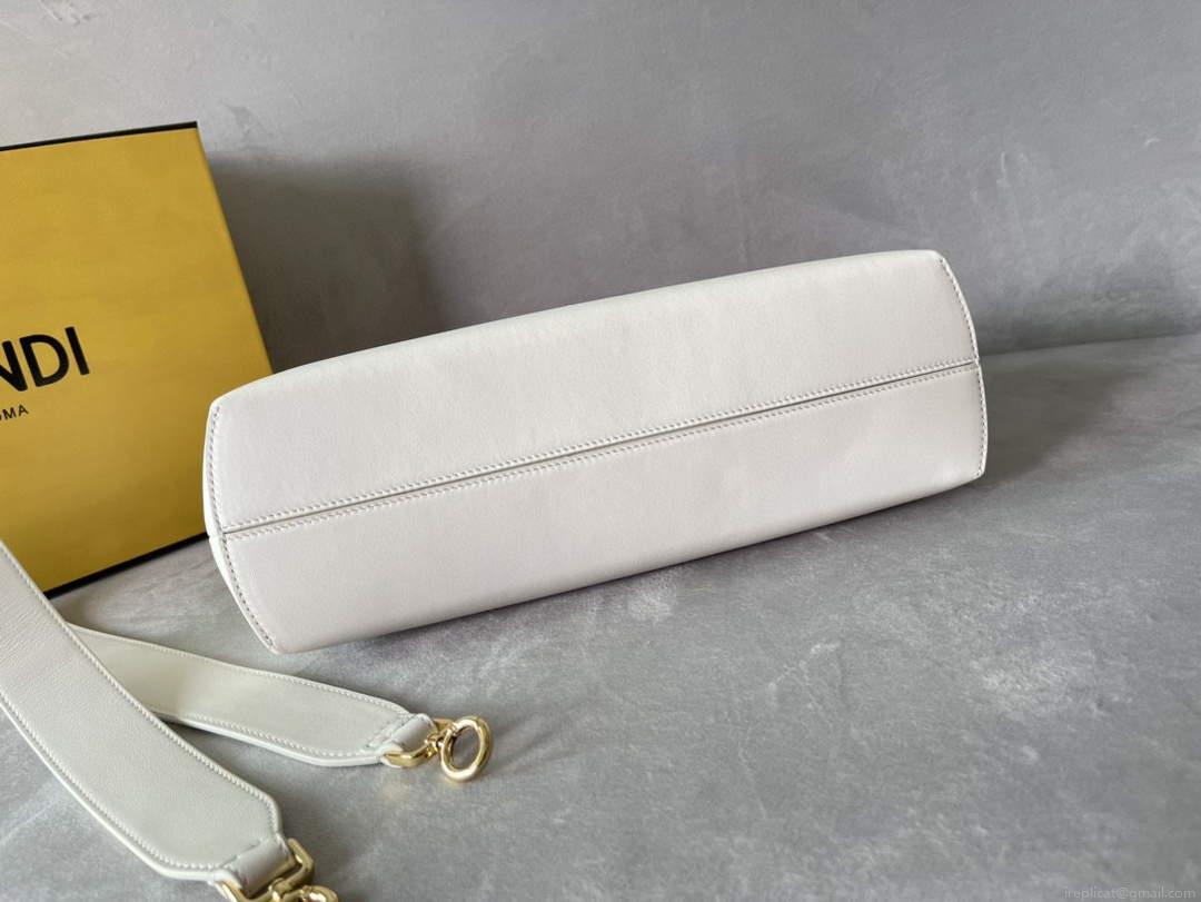 Fendi FIRST 8BP127 Medium Bag White Leather