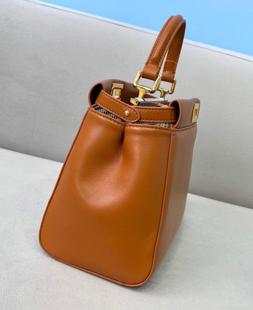 Fendi 8BN244 Peekaboo Iconic MINI Brown Leather 8315 Bag