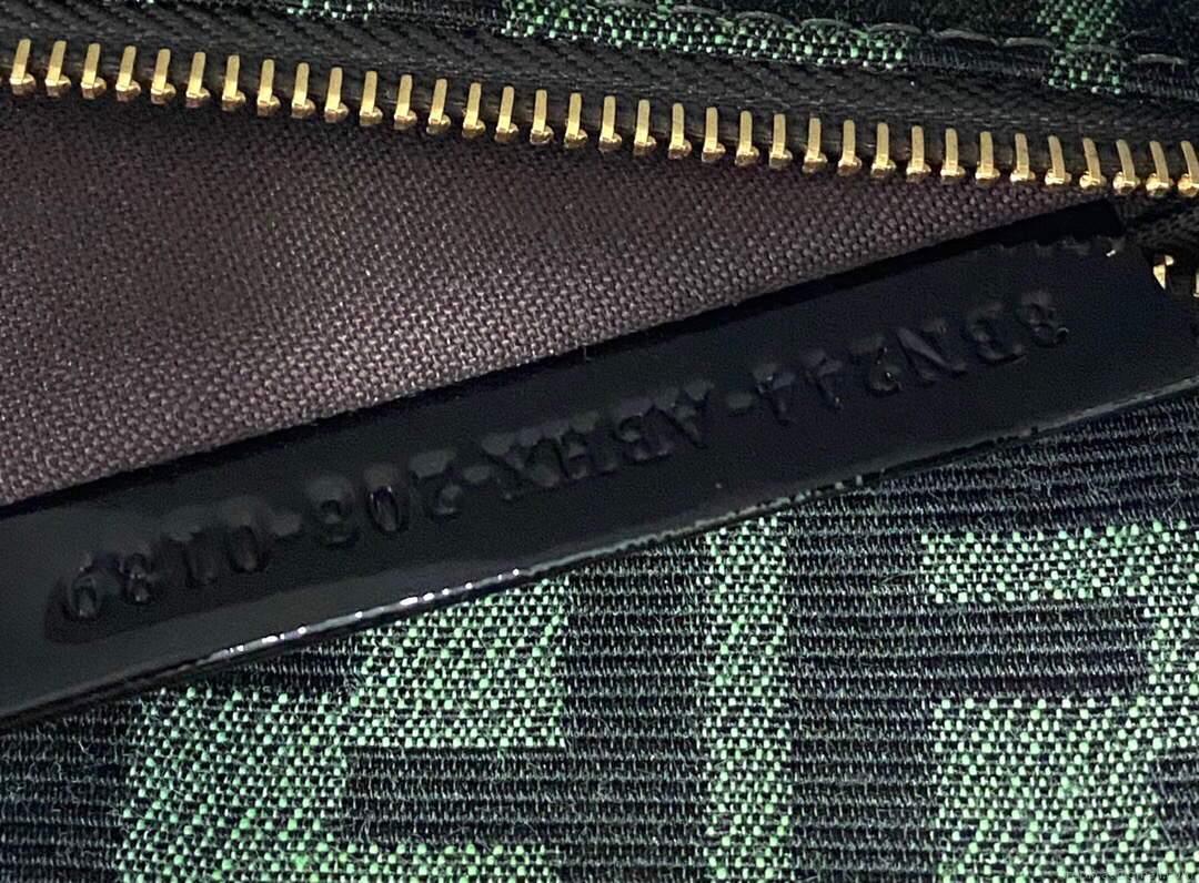 Fendi 8BN244 Peekaboo Iconic Mini Jacquard Fabric Interlace Bag 2126AS Green