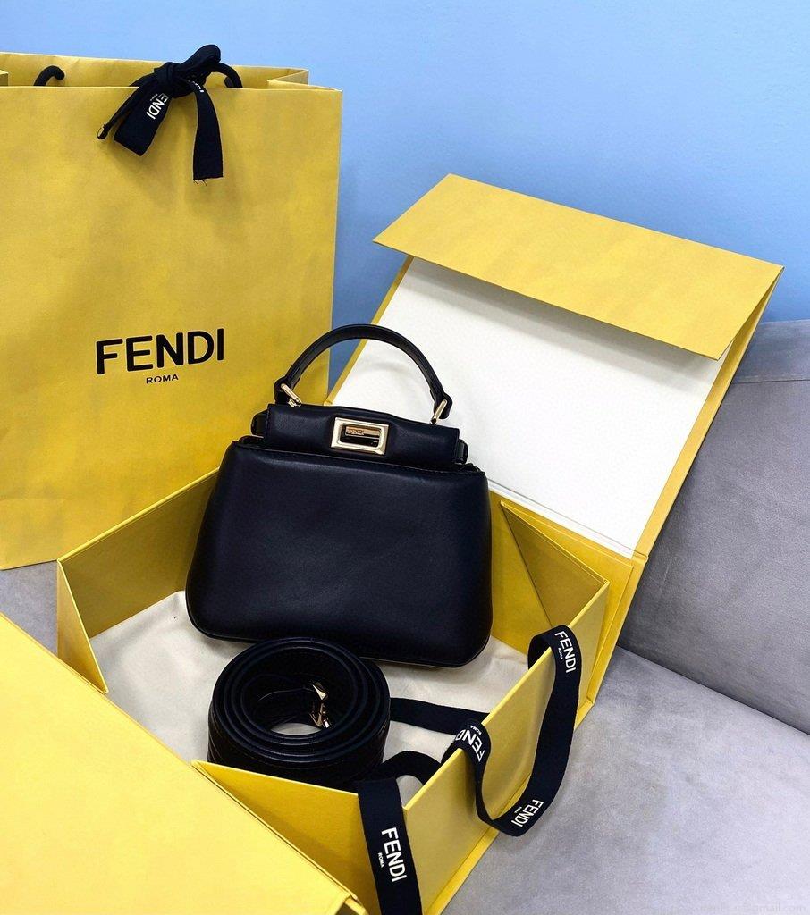 Fendi 8BN320 Peekaboo ICONIC XS Black nappa Leather 8328 Bag