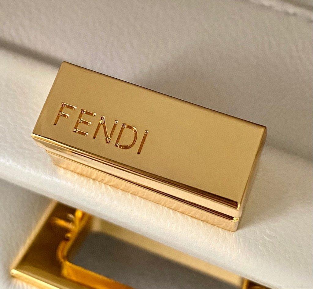 Fendi 8BN320 Peekaboo ICONIC XS White Nappa Leather 8328 Bag