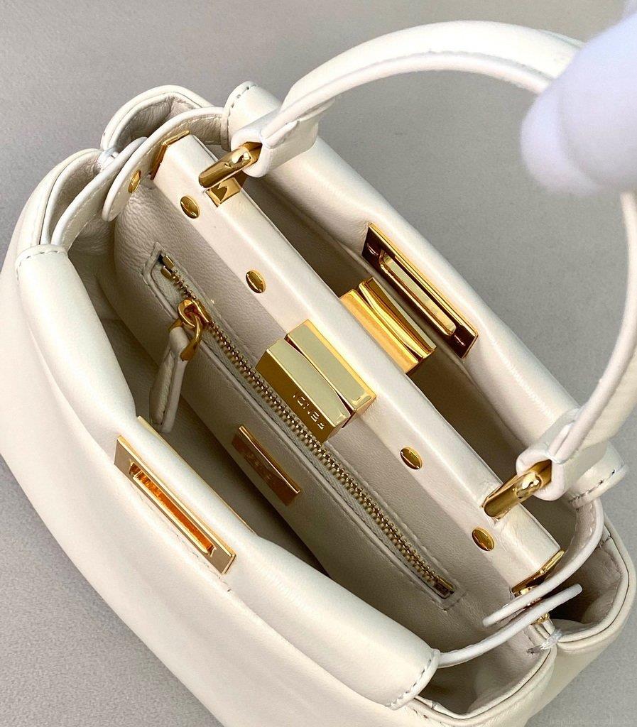 Fendi 8BN320 Peekaboo ICONIC XS White Nappa Leather 8328 Bag