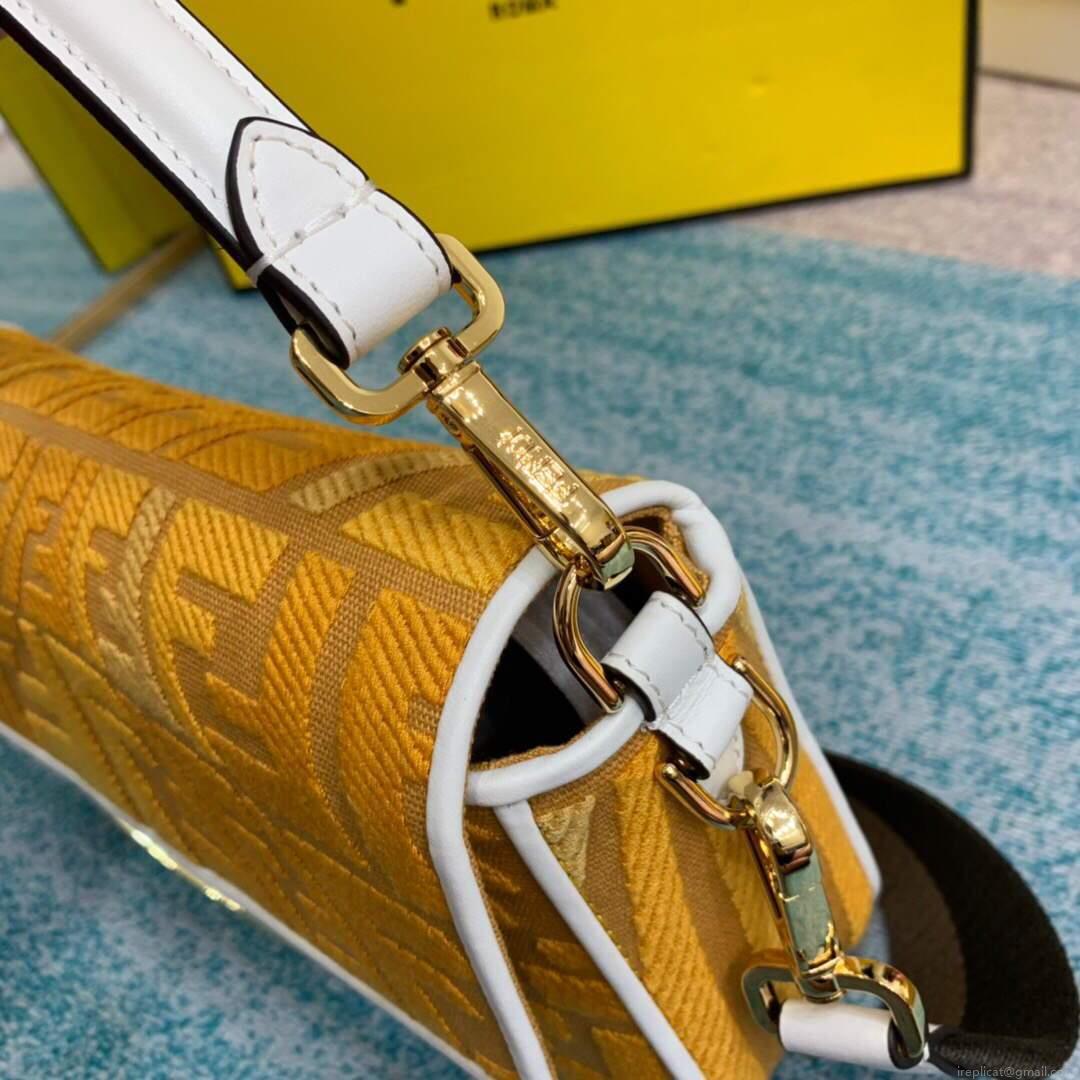 Fendi 8BR600 Baguette Embroidered Canvas Bag Yellow