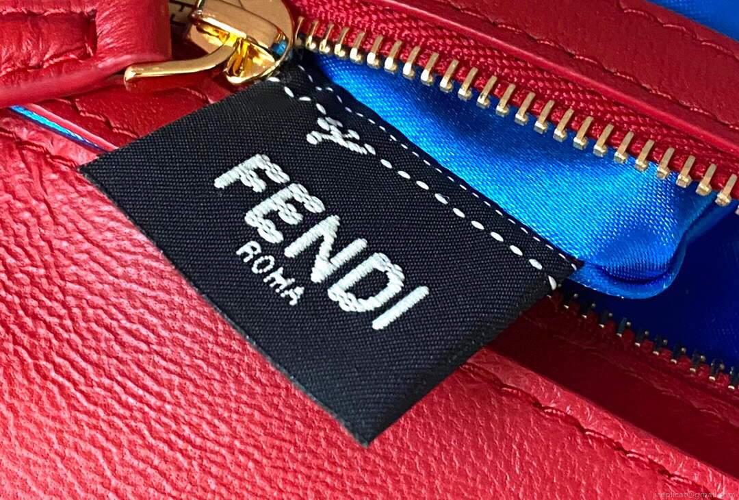Fendi 8BR792 Medium Baguette 1997 Red Satin Bag with Sequins 0127L