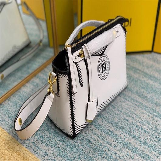Fendi 8BN290 PEEKABOO Iconic medium white leather FF print Bag