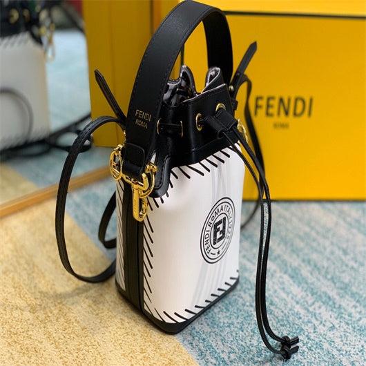 Fendi 8BS010 Mon Tresor Leather And Mesh Mini Bag 8361 White