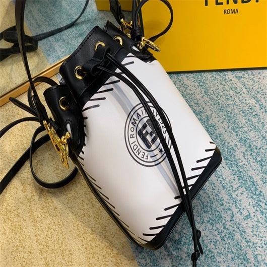 Fendi 8BS010 Mon Tresor Leather And Mesh Mini Bag 8361 White