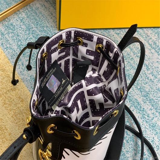 Fendi 8BS010 Mon Tresor Leather And Mesh Mini Bag 8361 White