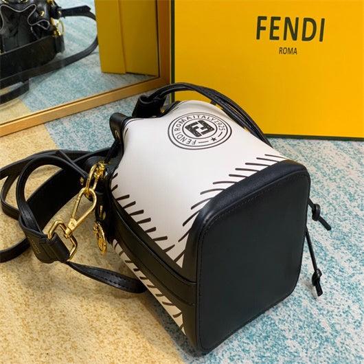 Fendi 8BS010 Mon Tresor Leather And Mesh Mini Bag 8361 White