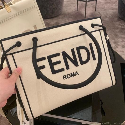 FENDI 8BH378 Medium ROMA Tote Undyed canvas Tote bag
